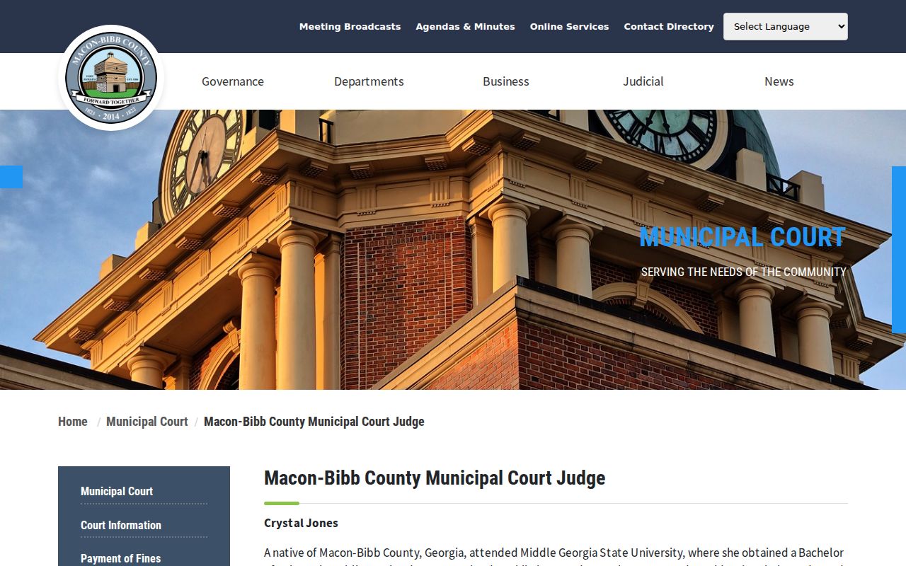 Bibb County warrant lookup Municipal Court judicial administration page