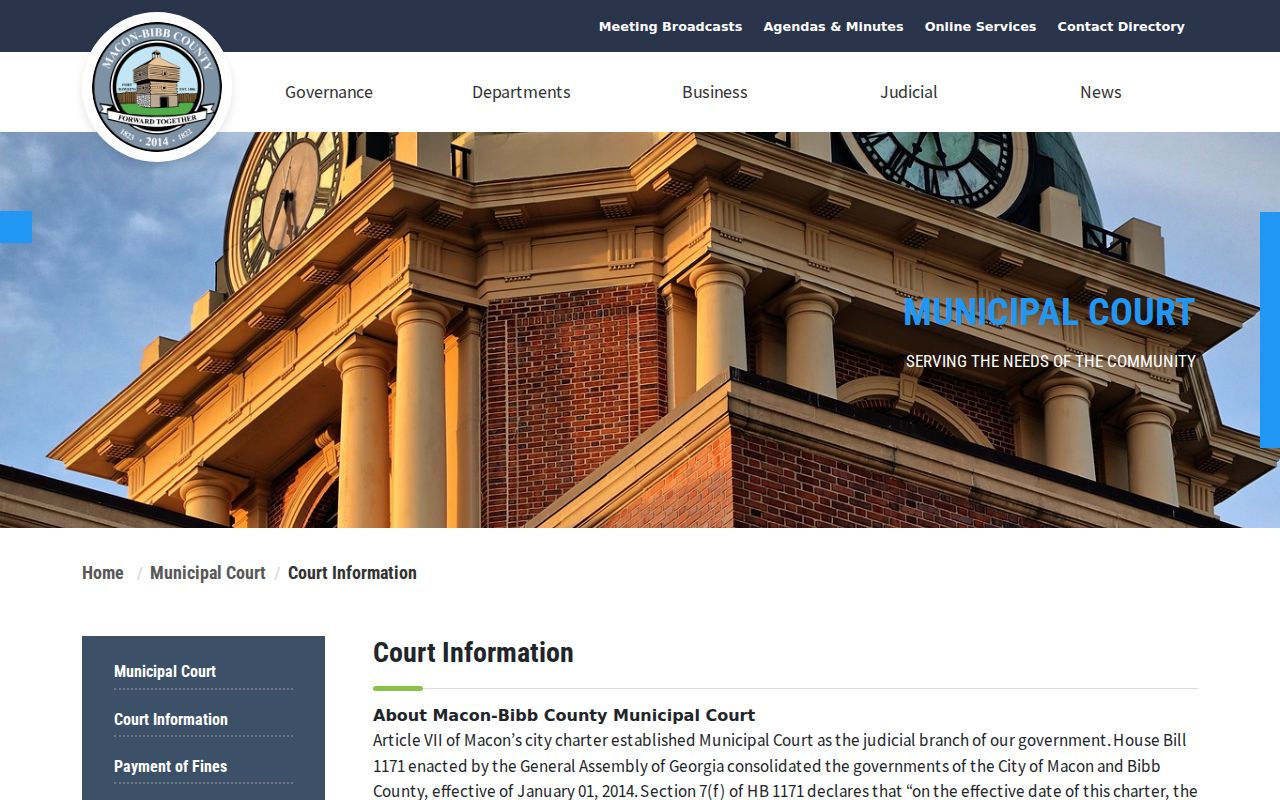 Bibb County warrant lookup Municipal Court information page