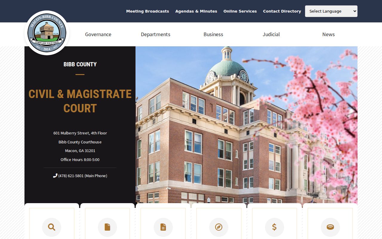 Bibb County bench warrant Civil and Magistrate Court contact page